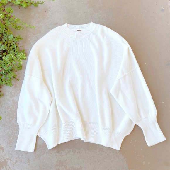 Free People Sweaters - Free People Cream Oversized Pullover Sweater